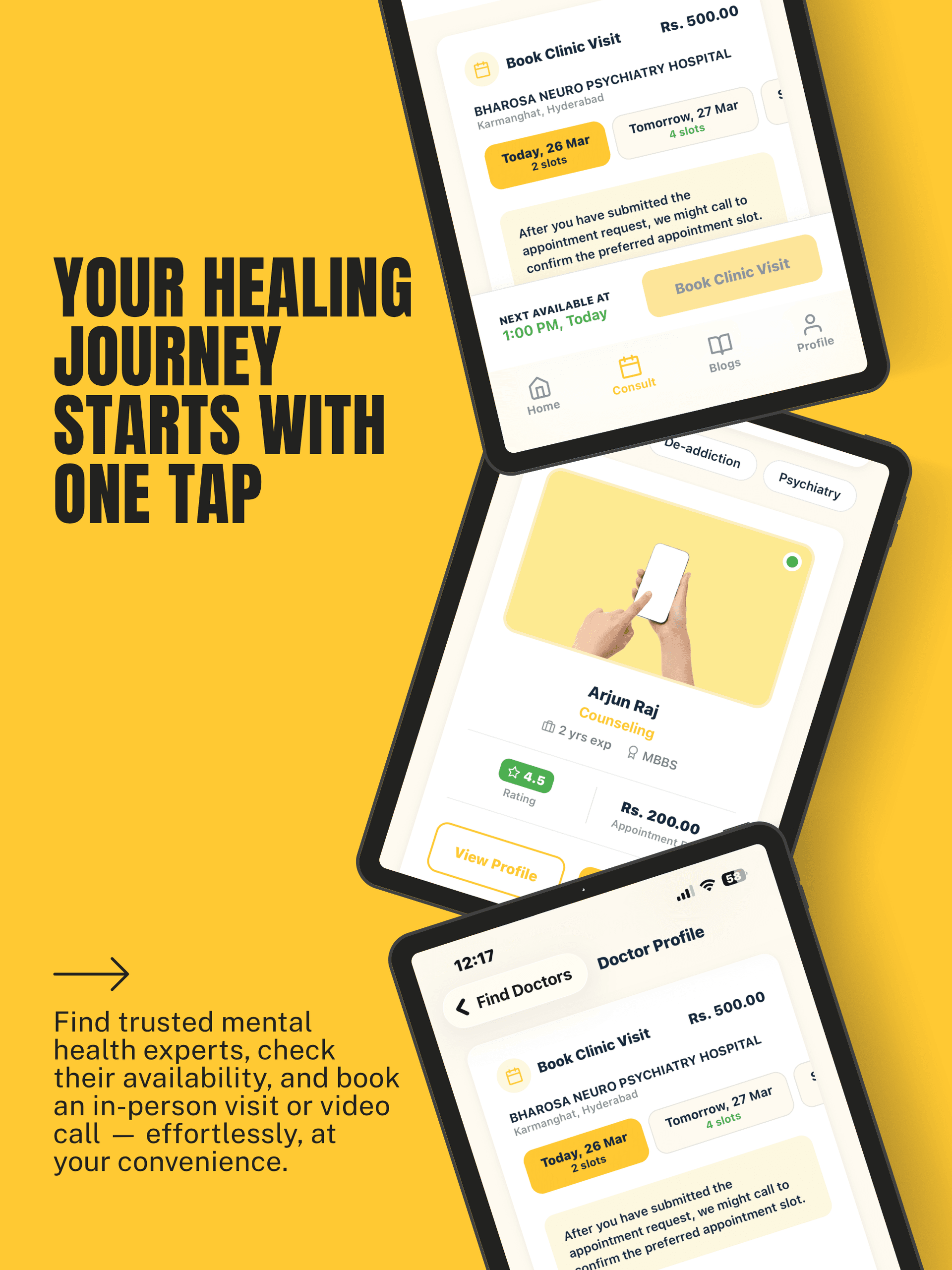 Bharosa Hospitals — Mental Health App tablet view 2