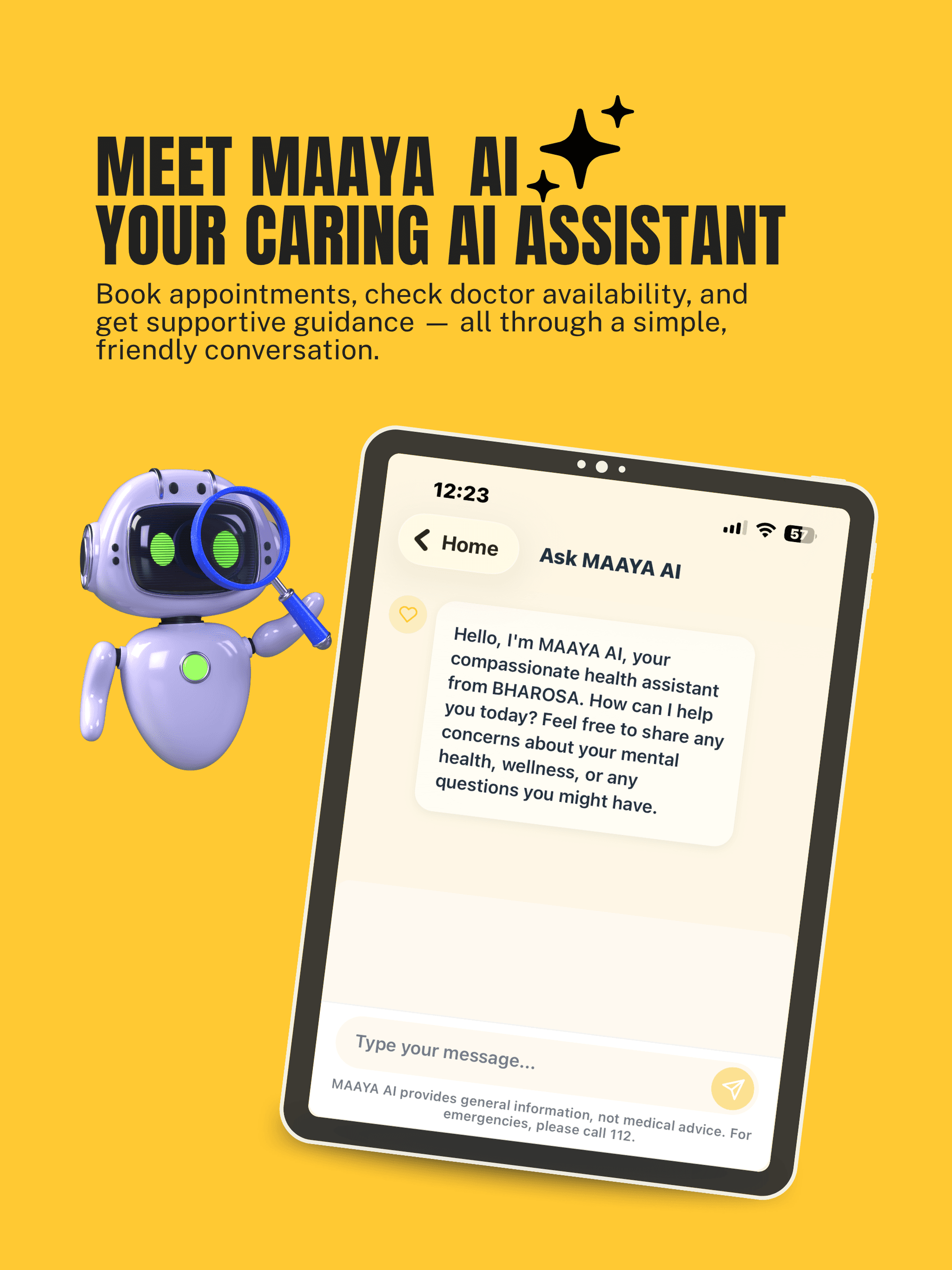 Bharosa Hospitals — Mental Health App tablet view 5